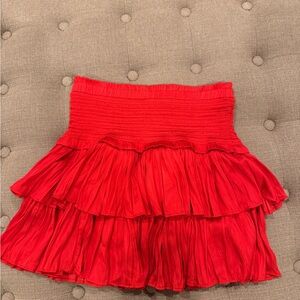 Bright Red Flowy Mini Skirt